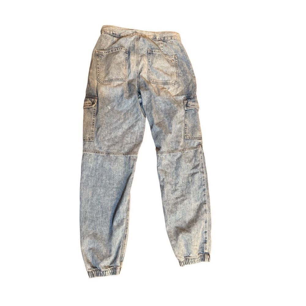 American Eagle Chambray Cargo‎ Jean Joggers Grunge 90s Pants Punk Sz 0 Acid wash - Picture 3 of 10